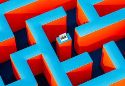Labyrinth To A Laptop At Center